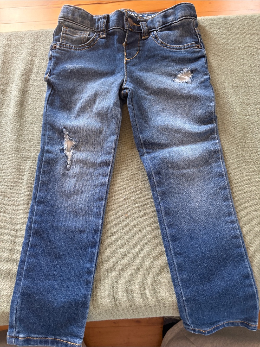 Cat & Jack Kids Ripped Medium Blue Straight Jeans